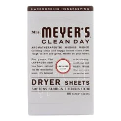 Mrs. Meyer's Clean Day Lavender Dryer Sheets, Pack Of 12 (80 Sheet Count)