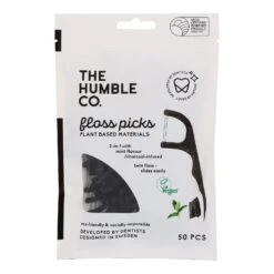 Humble Co Charcoal Mint Floss Picks (Pack Of 4 - 50 Each)