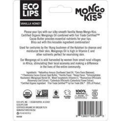 Eco Lips Organic Vanilla Honey Lip Balm, 15 Pack, 0.25 Oz Each -Pure Living Space Shop mongo kiss label jpeg